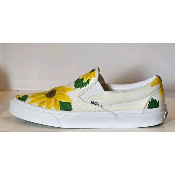 Custom Sunflower Vans Slip On Shoes Hand Painted EUC Floral Women’s 11 Men’s 9.5 - Picture 9 of 12